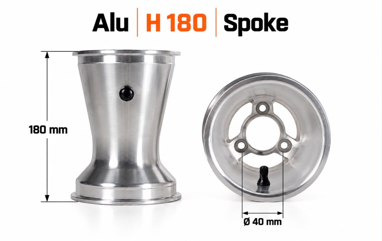 REAR WHEEL RIM SPOKED H.180mm - ALUMINIUM WITH SAFETY SCREWS / RAIN